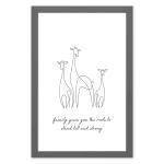 RITWIKA ART AND CRAFT Minimal Abstract Wall Art Of Giraffe Family Line Art With Frame for Home and Office Decor | Size 9.5 x 13.5 Inch | Set of 1 Black And White | Digital Painting (19 - FAMILY)