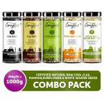 Coreganic Certified Raw Chia,Flax,Pumpkin,Sunflower & Sesame Seeds (White Til) 200g (Pack of 5)