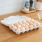 ECOVISTA 18 grid Blue Egg Holder Egg Tray with Lid, Stackable Deviled Egg Carrier, Portable Egg Container with Handle for Fridge Freezer Storage Container Unbreakable Plastic Egg Box, Egg Tray for Fridge Egg Basket Organizer