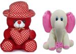 Kashish Trading Company soft red dot with white elephant for gift (25-30 cm) - 30 cm (Multicolor)