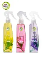 Air Gloss Air Freshener Lime, Velvet & Lavender Spray For Room, Car with Long-Lasting Fragrance (Pack of 3, 250ml Each)