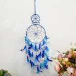 BS AMOR Dream catcher Blue Dual Ring, Home Decor, Wall Hanging, Nursery Handmade Size-16 cm Diameter