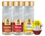 The Aroma Factory Pure Bhimseni Camphor, Jasmine, Rose & Kesar Chandan, Zero Residue Kapoor with Fragrance for Pooja, Aarti Kapur | Bottle Pack of 3 x 80gm