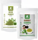 Amazercare Neem + Curry Leaves Powders Combo 100% Natural For Hair Mask (150 Gms Each, 2 Pouch) Anti Dandruff, Healthy Hair & Growth