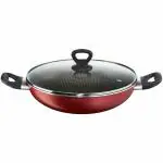 Tefal Simply Chef Aluminium Non-Stick Kadhai with Lid (24cm, Rio Red)