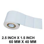 VCR 2.5 x 1.5 Direct Thermal Barcode Label Sticker - 2.5 x 1.5 inches - 60mm x 40mm - 500 Labels Per Roll - Pack of 1 Roll - White Self Adhesive Sticker for Printing Barcoding Labels 1 inch core