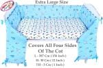 MOM CARES Blue Cotton Padded Crib Bumper Four Sided Protection Safe Cover Bedding Set