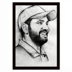 Chaque Decor Black Frame Rohit Sharma Texture Paper Art Print WithoutGlass,Black In White ,Perfect for Home Decor, For Living Room, Bed room, Office, Hotel,wall decoration 20x14| Large. Set of 1 Black In White