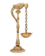 CraftVatika Gold Parrot Design Hanging Diya 15.2 x 7.6 cm