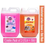 DOC HIM Lavender Disinfectant surface cleaner + Dish wash orange combo (5Ltr + 5ltr)