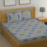 Huesland by Ahmedabad Cotton Cotton Single Bedsheet with 1 Pillow Cover Light Grey, Blue & Green
