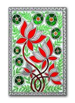 Tamatina Multicolor Madhubani Art Madhubani Traditional Unframed Art Canvas Painting - 13X9 Inch