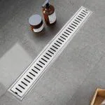 Plantex 304 Grade Stainless Steel Long Shower Drain/Floor Trap/Jali Removeble Grate/Lid for Bathroom and Kitchen (10 x 45 cm Matt) (B418Capsule)