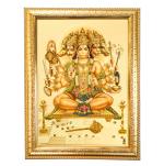 Hawai Pancha Mukkhi Hanuman Bajrang Bali Religious Gold Plated Wooden Wall Hanging Photo frame 14x10 inch GLDFRM448
