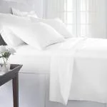 Pizuna White Cotton, Sateen Weave Queen Size Bedsheet, 5 Ft Wide Bed With 2 Pillow Cover