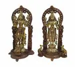Kartique Brass Narayan and Laxmi Statue Holding Gada Shankh Chakra with Garuda Statue - 16 Inch