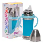 Adore Stainless Steel Sipper Bottle with Sleeve and Handle Blue - 250ml(Blue)