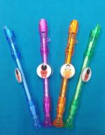 KIN Plastic Multicolor Flute Shape Whistle Rollerball Pen Gel Ink Pens For Kids (Pack Of 4)