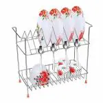 Geschir Steels Stainless Steel 2 Shelf Wall Mount Kitchen Racks | Dish Rack with Cutlery and Plate Kitchen Stand | Modular Kitchen Bartan Stand | Multipurpose Stand