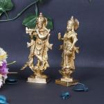 ARTVARKO Handmade Brass Radha Krishna Statue - 15.2 cm