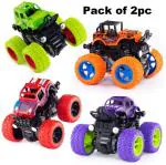 HARIDUN 360 Degree Stunt 4wd Cars Push go Truck Big Size Monster Truck Friction Powered Cars Toys for Toddlers Kids (Pack of 2 pc)