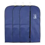 Arvanaindia Blue Coat Covers With Zip And Hanger Cloth Organizer (Pack Of 3)