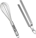 Niyara Enterprise Premium quality kitchen tools Stainless steel Big Whisker Whisk Blender Beater and Tong/Chimta combo Kitchen Tool Set (Multicolor)