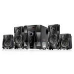 Intex CRYSTAL FMUB 4.1 Channel 65 W Sound Output Bluetooth Speaker with Multiple Input, Output, Recording Feature, Power Indicator LED Display, In-Built Digital FM PlayabilityMain Unit wooden, Satellite-Plastic Body (Black with Glossy)