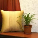 Zeba Yellow Embroidery Polyester Centre Pleated Cushion Cover - 16 X 16 Inch