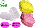 Miracle Moms Multicolor Adjustable Cloth Diaper with Insert Pads - Free Size (Pack of 2)