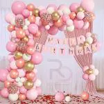 Krido Decoration Rose Gold & Pink Theme Balloons Garland Decorations Kit for Girls 1st Birthday Decorations Items |