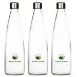 SAND DUNE Set of 3, 750 ml Each ROPP Glass water bottle, with Leak-Proof Airtight Stainless-Steel Lid for Water, Smoothie, Juices - Reusable Travel Glass Drinking Fridge Bottles