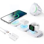 SFZ Foldable 3 in 1 Charging Station, Fast Wireless Charging Pad, Compatible with iPhone 14/Pro/Max/Plus | 23W Charging | Wireless Charger - Pearl White