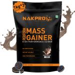 NAKPRO Perform Mass Gainer | 15g Protein, 3.3g BCAA | High Protein & High Calorie (3 Kg, Cookies & Cream) (Pack of 3)