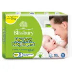 Blissbury Newborn Baby Diapers - Soft Premium Tape Style - (10 Packs x 5 Diapers), Up to 5 KG