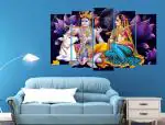 KYARA ARTS Multiple Frames Beautiful Radha Krishna Wall Painting for Living Room Home decor, Bedroom, Office, Hotels, Drawing Room Wooden Framed Digital Painting (50inch x 30inch)01