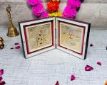 GoldGiftIdeas 24K Gold Plated Tirupati Balaji and Lakshmi Photo Frame Box, Balaji Wooden Momento Return Gift, Venkateshwar Swami Frame for Pooja