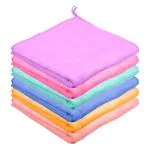 Kuber Industries Cleaning Towel|Microfiber Reusable Cloths|400 GSM Highly Absorbent Towel for Kitchen With Hanging Loop|Car|Window|40x40 Cm|Pack of 6 (Multicolor)