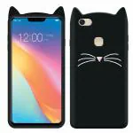 Indiacase Vivo Y83 Black Slim Silicone, Rubber Cat Design, Wireless Charging Compatible Cases & Covers, Display Size-12 mm, 14 x 7 x 5 mm