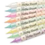 Pentel Pastel Milky Brush Pen | Soft Tip, Pigment Ink & Water Based | Ideal For Modern Calligraphy & Decorative Writing | Pack Of 1 | (8 Pens Set - Assorted Colours)