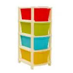 LivingBasics 4 Layer Free-Standing Multipurpose Plastic Storage Drawers (Multicolor)