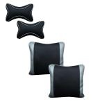 Able Dolphin Kit Comphy Pillow Square Cushion and Neckrest Necksupporters Black and Silver for Ford Freestyle Set of 4 Pcs