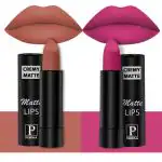PERPAA Creamy Matte Lipstick Combo Set Of 2 Bright Long Stay Intense Color 3.5gm Each|Caramel,Pink Berry
