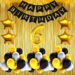 FANEX Solid Paper Happy Birthday Decoration Banner, Balloon and Fringe Curtain Set (Pack of 108)