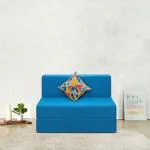 Fresh Up Sofa Cum Bed Jute Fabric Washable Cover with Cushion (Blue, 2.5X6 Feet (1 Seater)