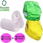 Swito Mart Baby Reusable Cloth Diaper, Washable Adjustable Infant 2 NAPPY with 2 INSERT PAD ()