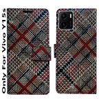 A D Enterprises Check Flip Cover for Vivo Y15s | Magnetic Case | Shock Absorbent | Flip Cover Vivo Y15s