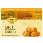 Dhampur Green Gur Besan Laddu - 500g, Ladoo Laddoo, Jaggery Based Desi Ghee Indian Sweets