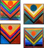 DECOR ADVENTURES Panchtatva by S. H. Raza Wall Painting 12 x 12 inch (Pack of 4)