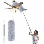 PLEXUS Microfiber 15-100 inch Wet or Dry Duster with Extension Pole,Washable Bendable Head Ceiling Fan Duster Cleaner with Long Handle for Cleaning High Cobweb, Blinds, Furniture, Ceiling Fan Incomplete